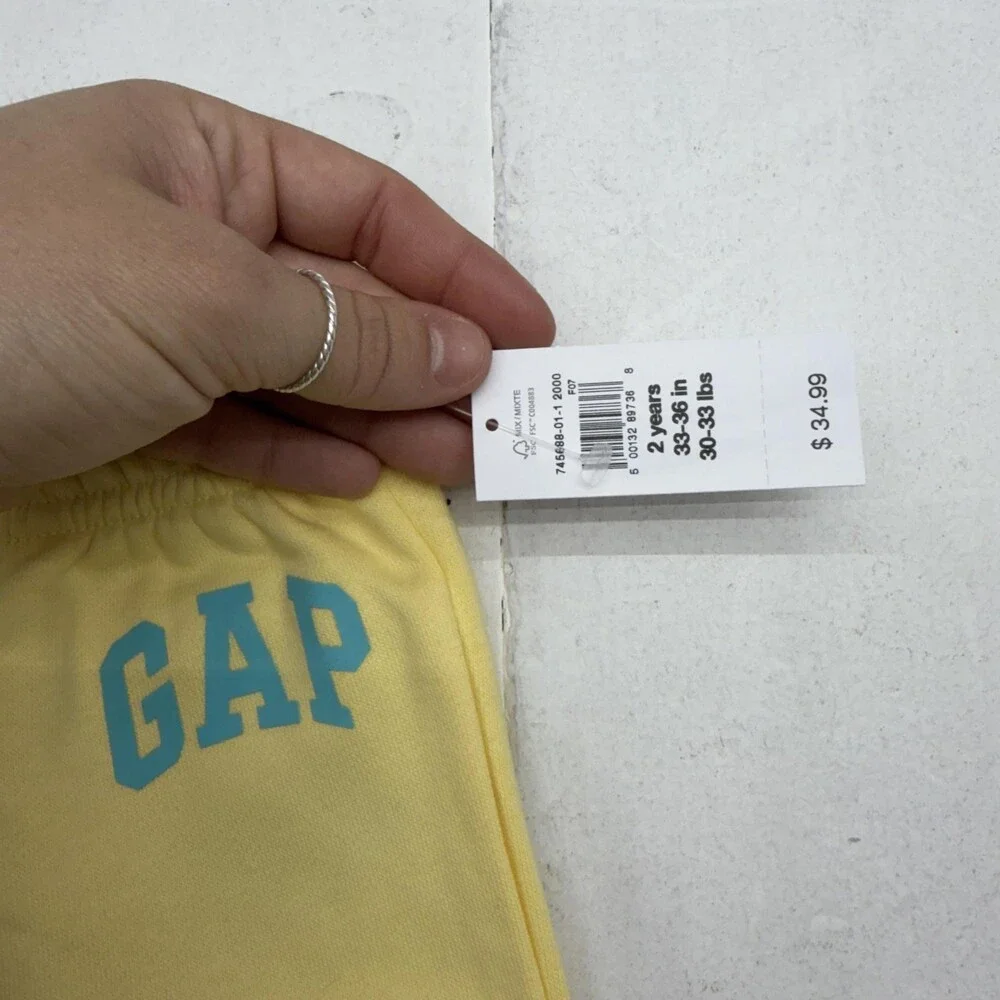 Gap Sweatpants Pants Toddler Boys 2T Yellow Fleece Mickey Mouse Disney Joggers